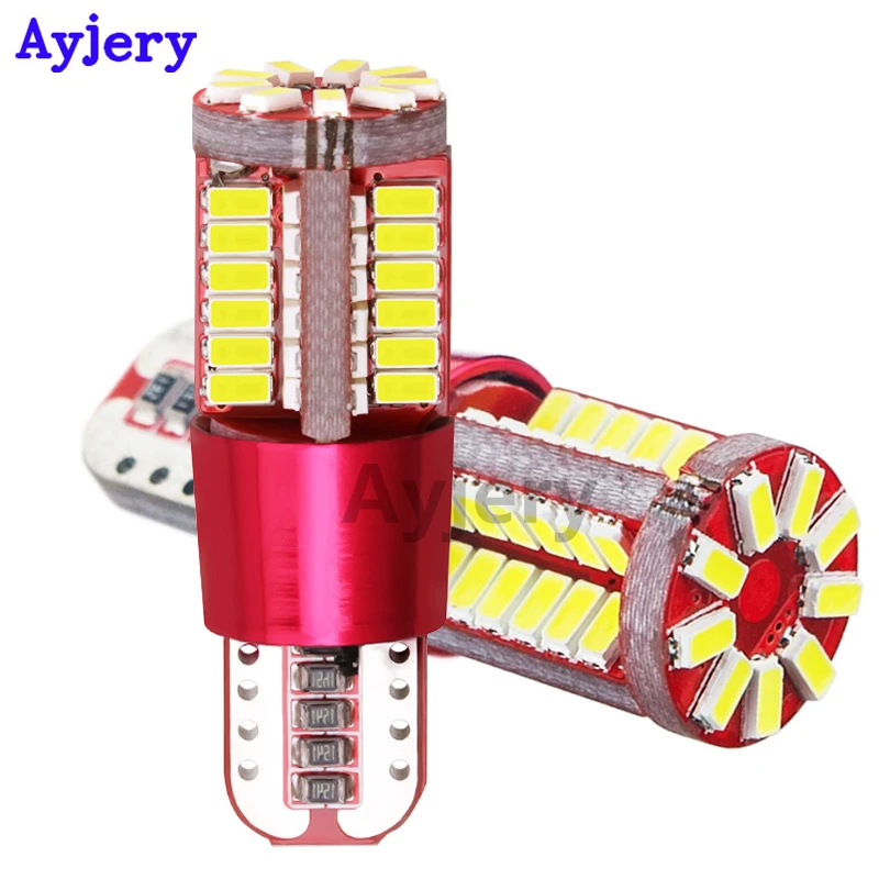 

AYJERY 50pcs T10 3014 LED 57 SMD Canbus Error Free Auto Marker Lights Clearance Bulb W5W 192 194 Car Wedge lamp 12V Car Styling
