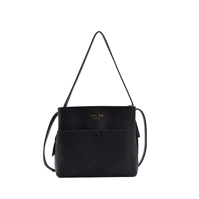 

PU Leather Bucket bag for women 2021 Designer shoulder bags luxury Crossbody bag Branded Trending Travel Handbags and purses