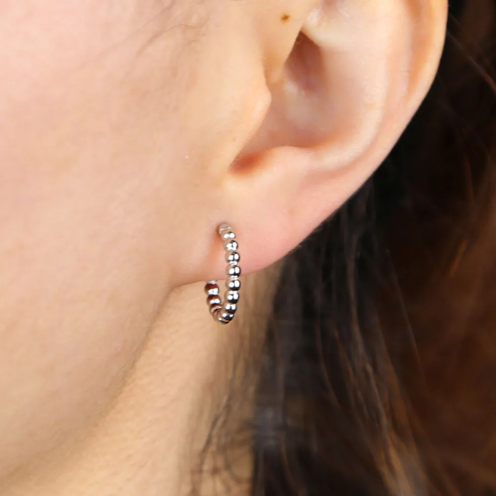 Золотые серьги из стерлингового серебра 925 пробы маленькие бисерные без cz для