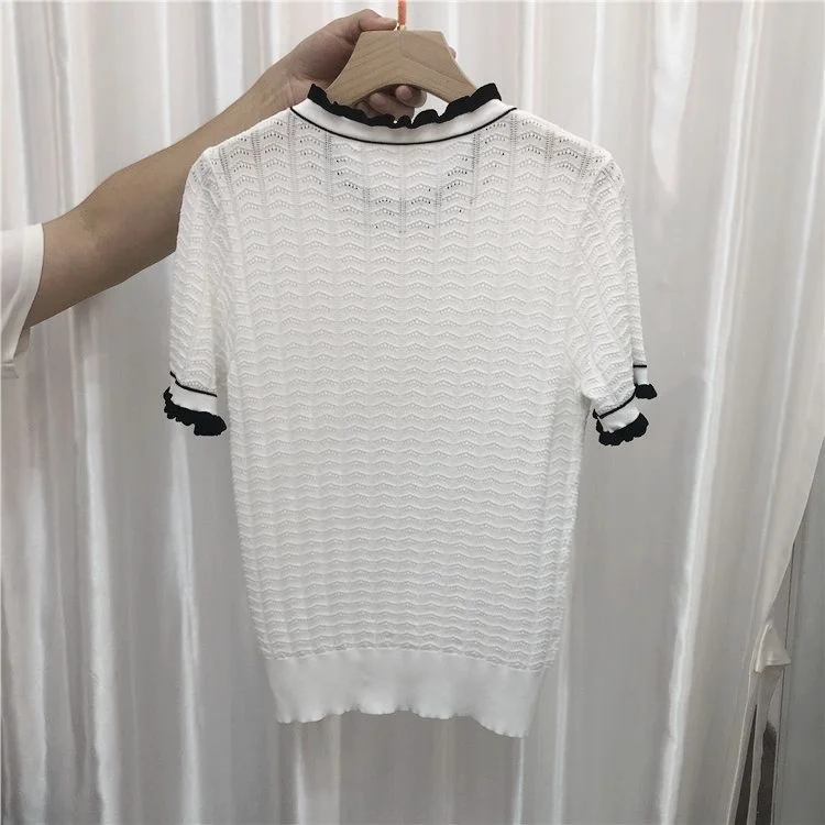 

Women's hollow-out Summer knitted T-shirts hot fashion women knit Tee tops B940
