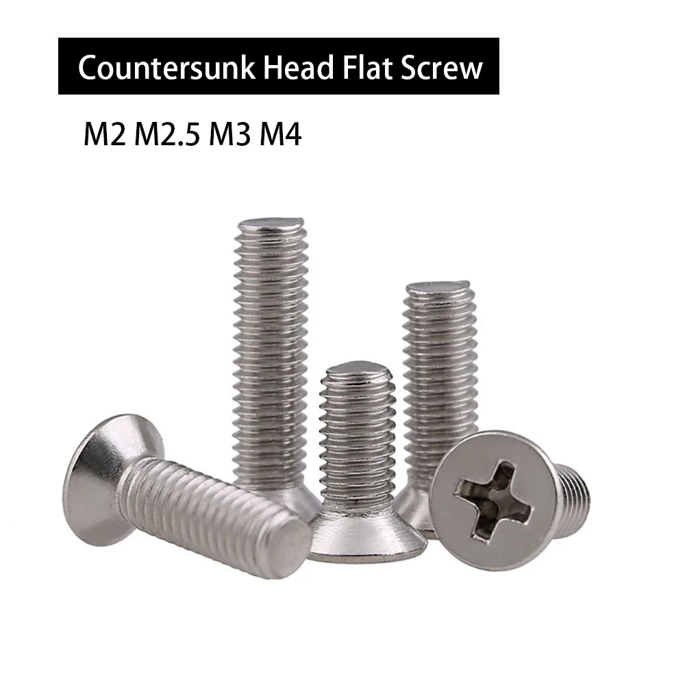 

M2 M2.5 M3 M4 Stainless Steel A4 Countersunk Head Flat Screw 316 Phillips Screw Bolts