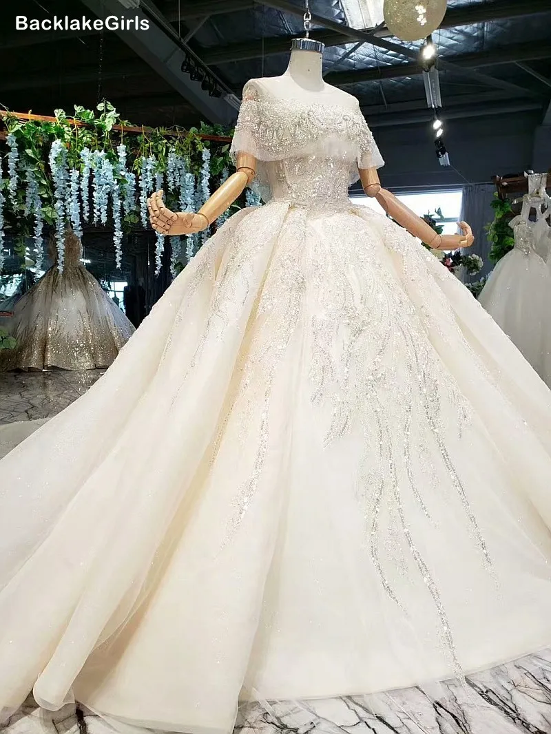 BacklakeGirls элегантное кружевное бальное платье с блестками свадебное 2020 жемчужная