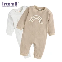 ircomll newborn clothes baby girl solid cotton long sleeve rainbow jumpsuit for newborns baby pajamas toddler clothes