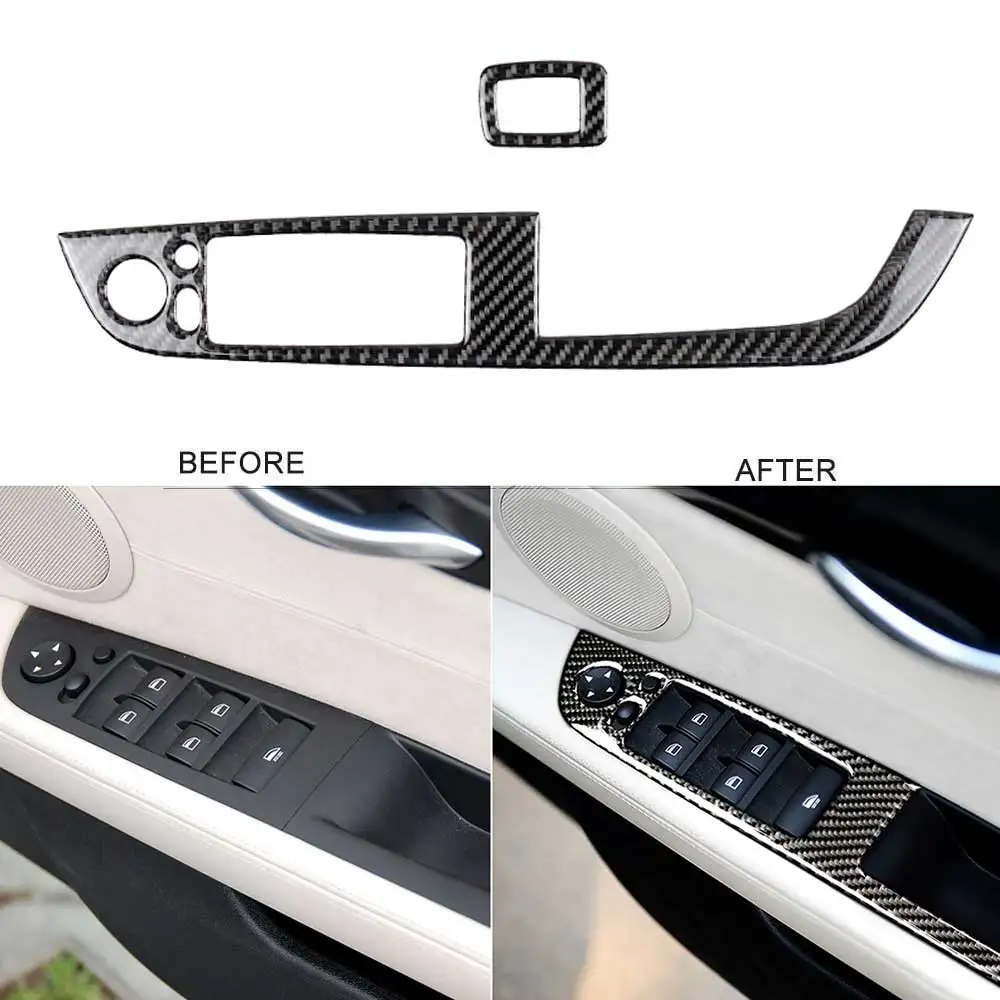 

Car Interior Carbon Fiber Car Window Lift Switch Panel Decoration Frame Cover Trim for BMW 2009-2015