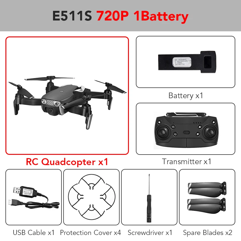 720P 1battery Eachine E511S gps динамическое отслеживание wifi FPV видео с камерой 5G 1080P Радиоуправляемый Дрон Квадрокоптер Вертолет VS XS816 SG106 F11 S167 Dro - Цвет: 720P 1battery