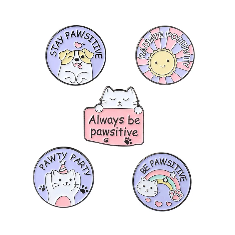 

Cat Dog Enamel Pins Round Sun Brooch Cartoon Round Cat And Dog Brooch Fun Round Rainbow Cat Lapel Pins Metal Jewelry Lapel Pins