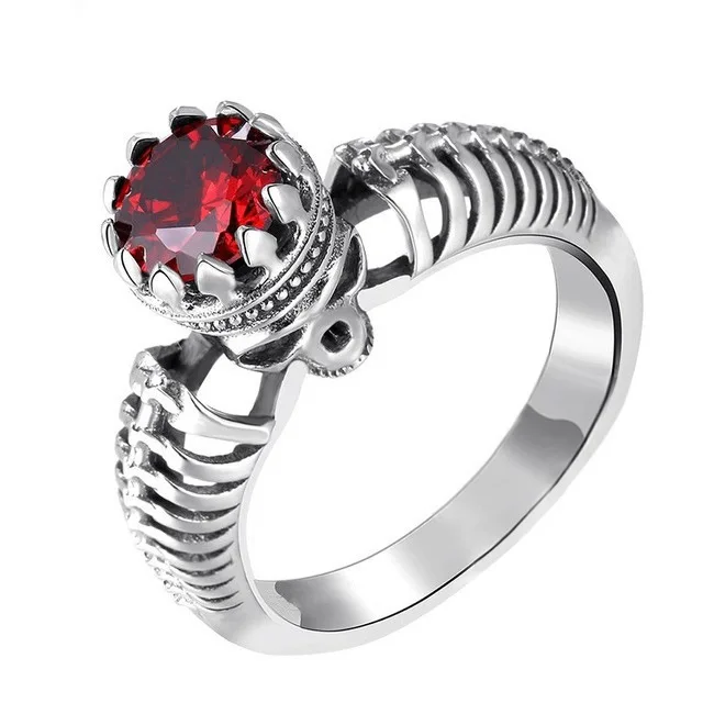 Новое кольцо с черепом и короной женское модное рубином для помолвки на