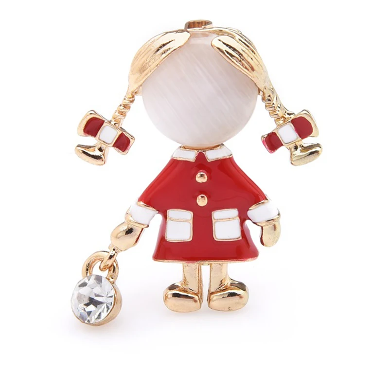 Wuli & baby красное пальто брошь с дизайном девочка Женская металлическая милые