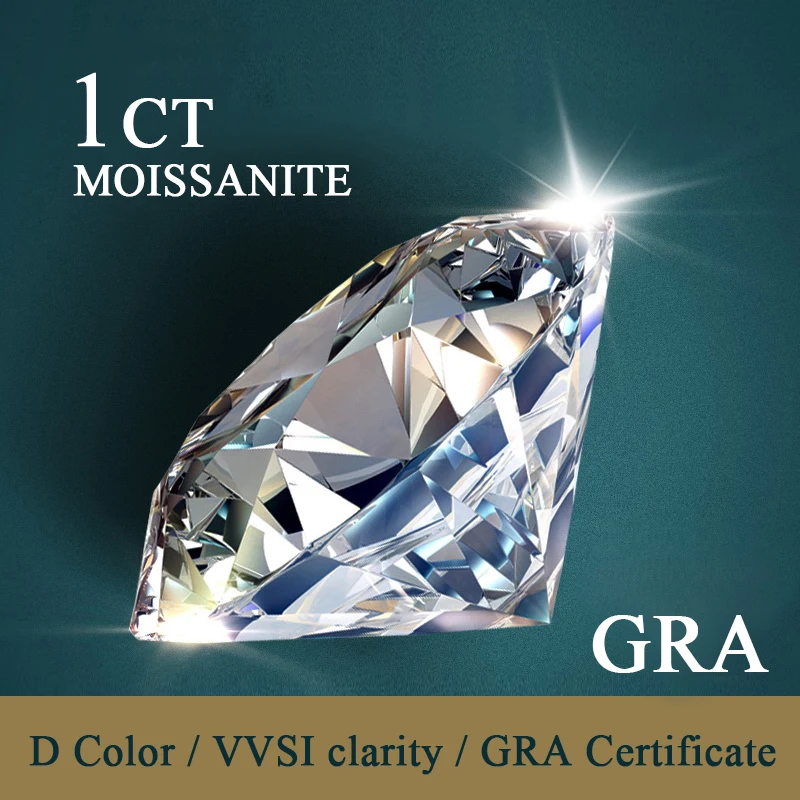 

6.5mm 1CT D Color VVS1 White Round Excellent Cut Moissanites Loose Stone Grade Test Positive Lab Diamond