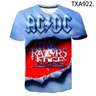 Футболка Мужскаяженская с круглым вырезом, топ с коротким рукавом, 3d-принт, ACDC, в стиле рок, детская повседневная одежда, лето 2021