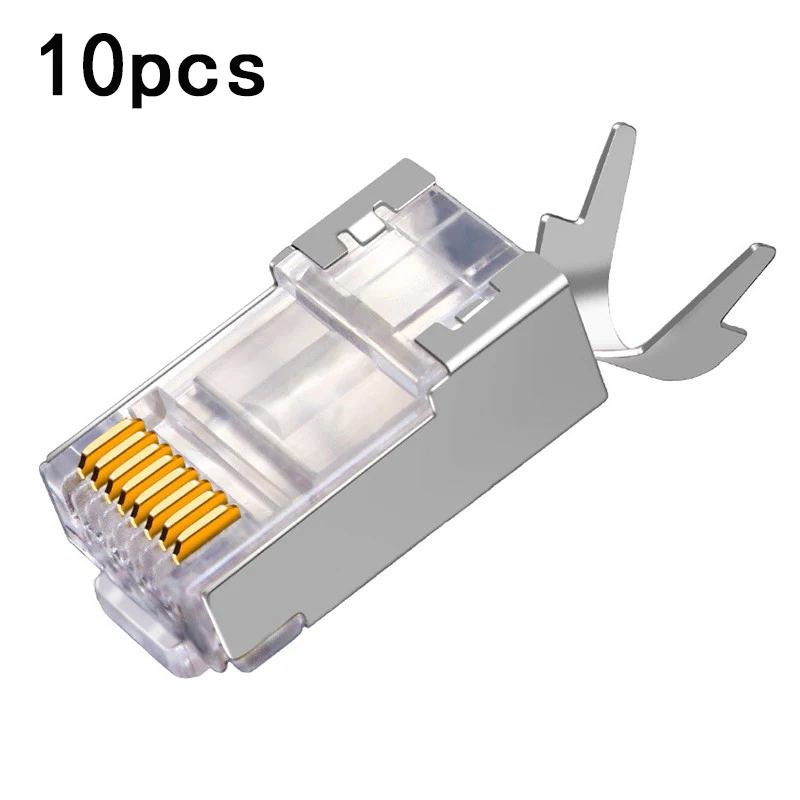 

10pcs RJ45 Cat7 Pass Through Connectors Seven Types Of Network Cable Crystal Head Dovetail Clip Gigabit Shielded 1.5 mm Hot Sale