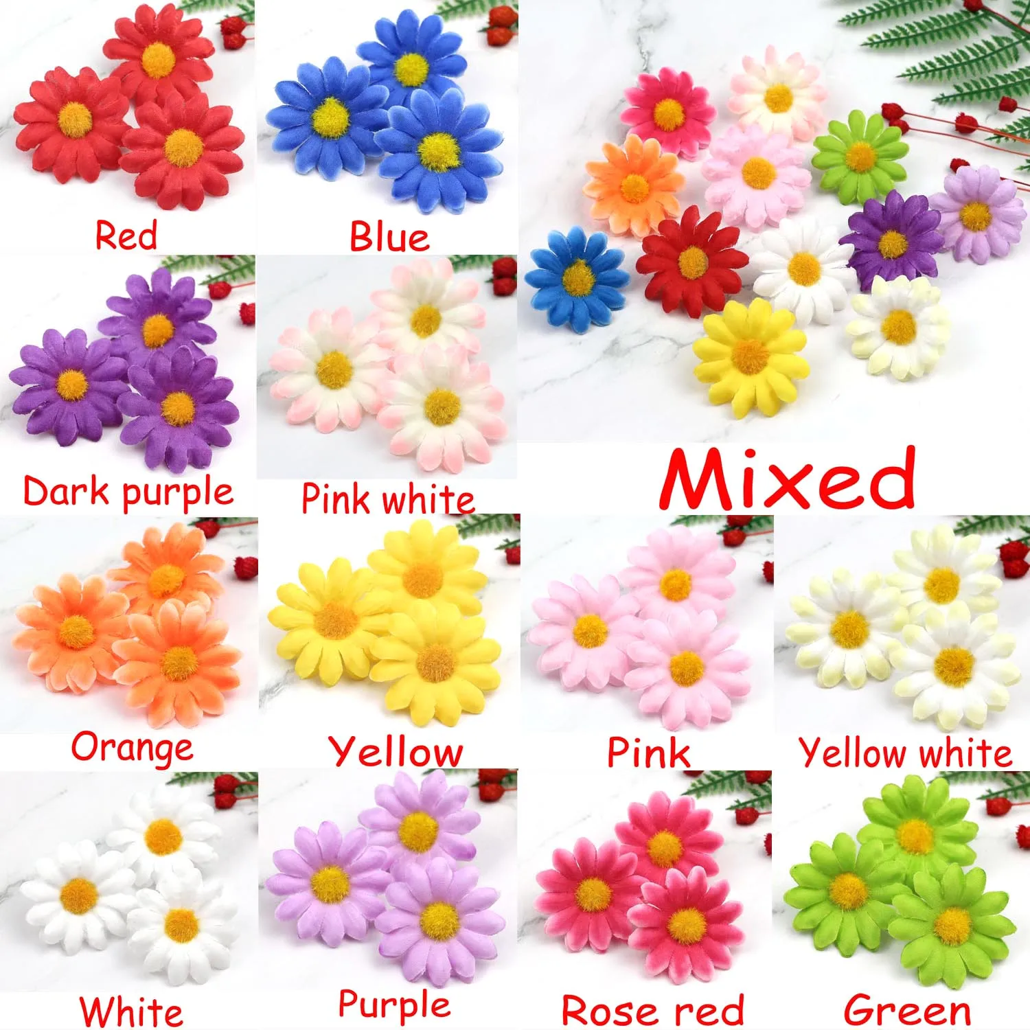 

Lulang 200 Pack Fabric Daisies Flower for Easter Bonnet Craft Decorations, Artificial Assorted Crafts Fake Flowers, 4cm Diameter
