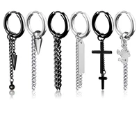 wholesale punk cross tassel dangle earrings for women men gothic hip hop titanium steel geomotric dangle earring fashion jewelry