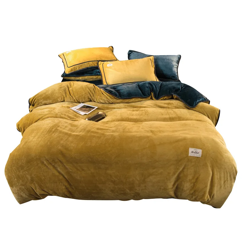 Комплекты роскошного постельного белья из 3/4 шт. фланель полиэстер розовый серый