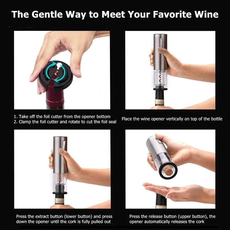 Электрический штопор для вина Аккумуляторный из нержавеющей стали