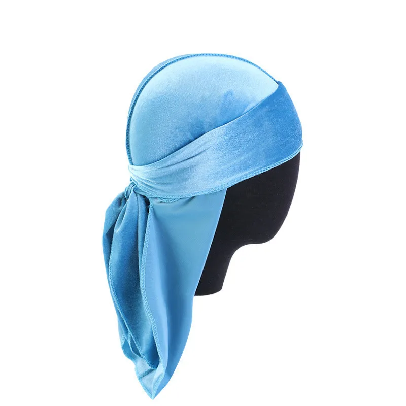 

Good Quality Solid Velvet Durag Unisex Warm Doo Rag Bandage Biker Headwrap Pirate Hat Hair Accessories DR-03