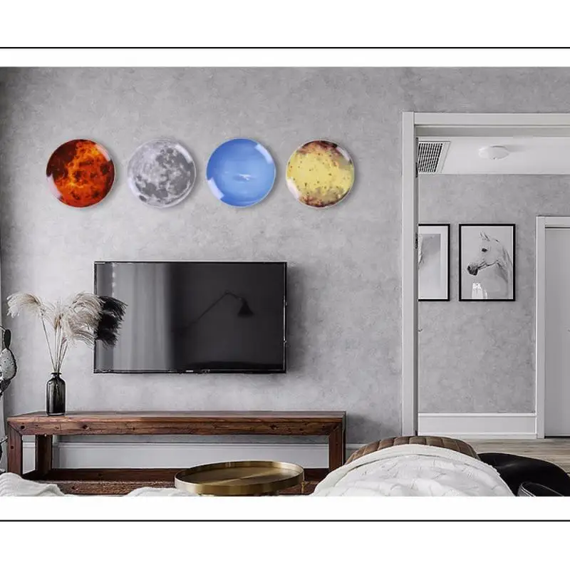 

Decorative Plates Nordic Home Studio Hotel Bar Decorative Background Wall Hanging Planet Universe Art Craft Ceramics Dishes