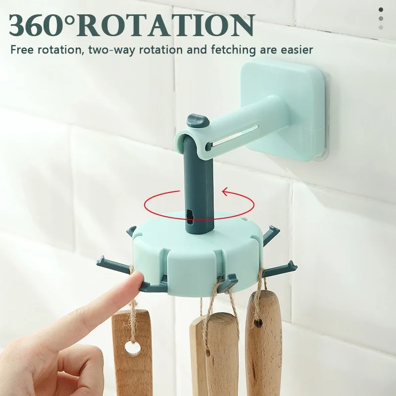 

Kitchen Rotary Hook Wall Mounted Kitchenware Storage Rack Accessories cabinet organizer hook up storage rack Spoon Hanger