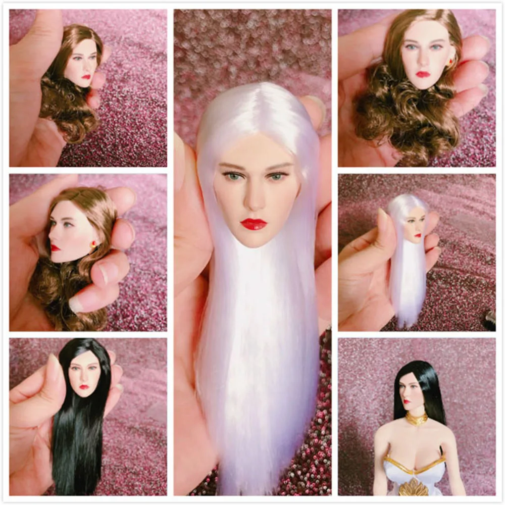 

In Stock 1/6 Scale Female Soldier Asian Beauty Head Sculpture Vampire Witch Suitable for 12'' Large Action Figure Body
