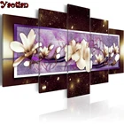 Алмазная живопись, 5 панелей, белая Магнолия 3 d, ручная работа, полная Алмазная вышивка, Набор для вышивки крестом 5 d, мозаика из круглых страз