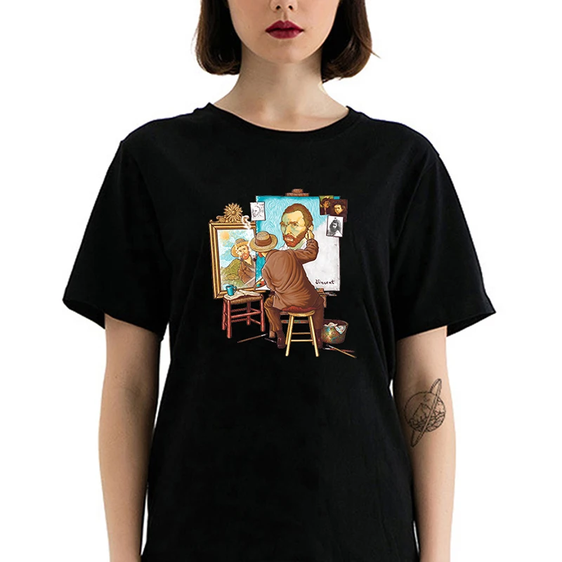 

Van Gogh T Shirt Creative Design Van Gogh Self Portrait Graphic Tops Aesthetic Art Casual Women Clothes Summer New Chic T-Shirt