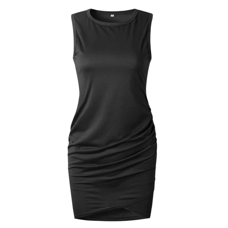 

Short Solid Sleeve Slim Tshirt Women Dress Sexy O-neck Mini Ruffle Bodycon Dress Casual Streetwear Summer Ladies Dresses Vestido