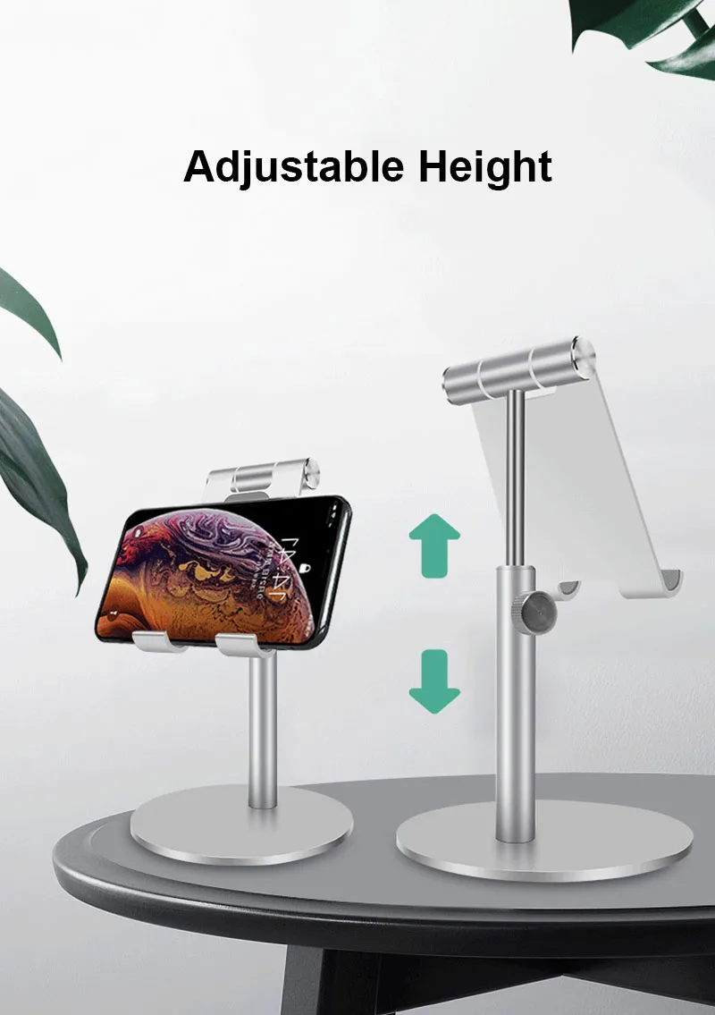 Vmonv Adjustable Aluminum Alloy Cell Phone Tablet Holder For Ipad Pro Iphone XS XR Samsung Tablet Mobile Phone Desk Stand Mount