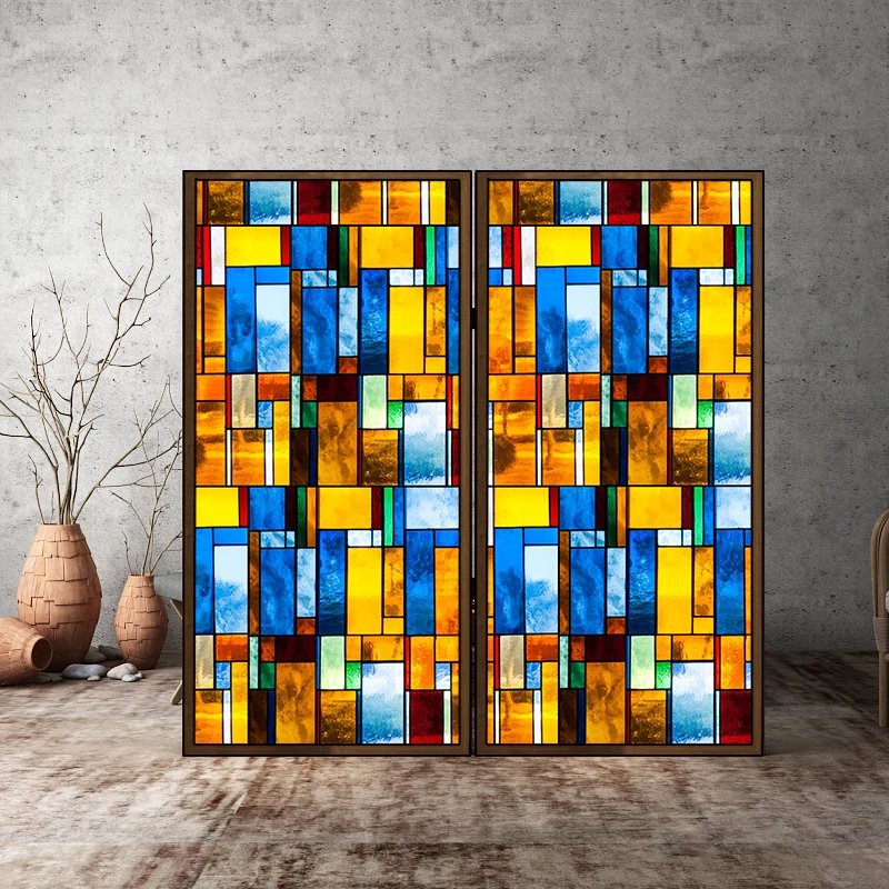 Статическая липкая оконная пленка на заказ ПВХ Геометрическая УФ-стойкая