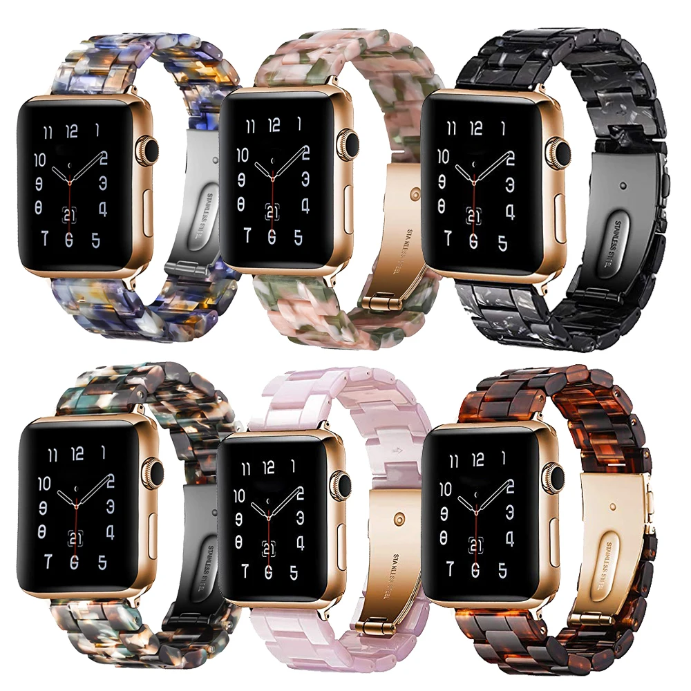 Ремешок из смолы для apple watch band 44 мм 38 iwatch 42 40 ремешок нержавеющей стали correa pulseira 5 4 3