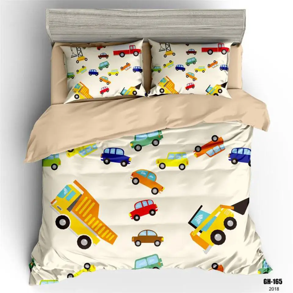 Детский комплект постельного белья для мальчиков "30Kids Bedding Set" с односпальным одеялом и цифровой печатью автомобилей для детей-девочек. В комплекте полный одеял.