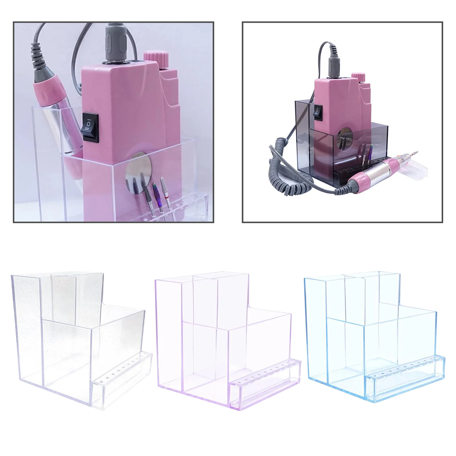 3 ряд 10 отверстий и сверлами для ногтей держатель Дисплей инструменты маникюра
