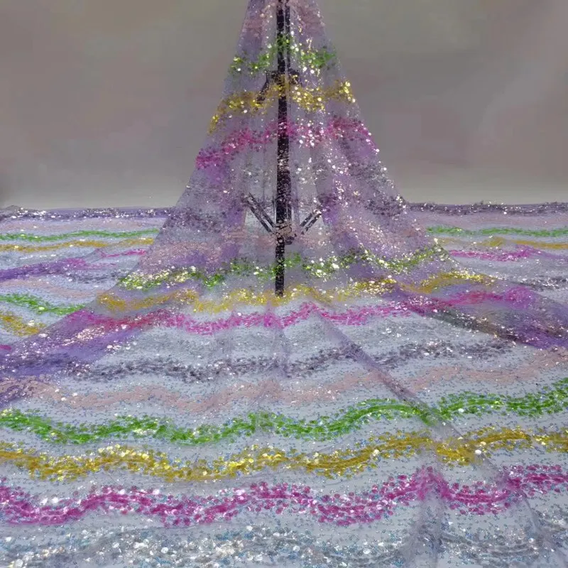 

Нигерийские кружева с блестками ткани сетчатые кружевные африканская ткань кружево с блестками для Для женщин Свадебная вечеринка платье ...