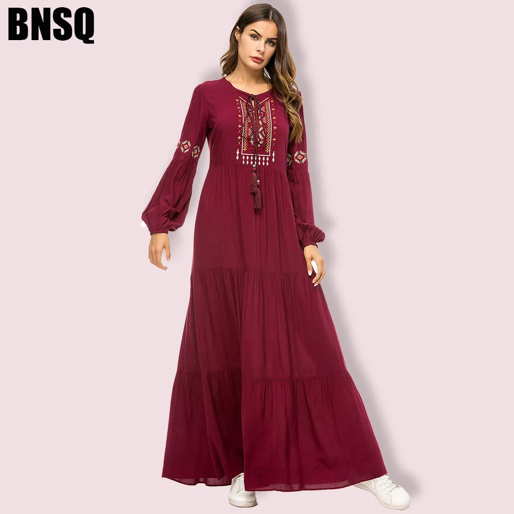 BNSQ плюс размер abaya мусульманское длинное платье для девочки без хиджаба
