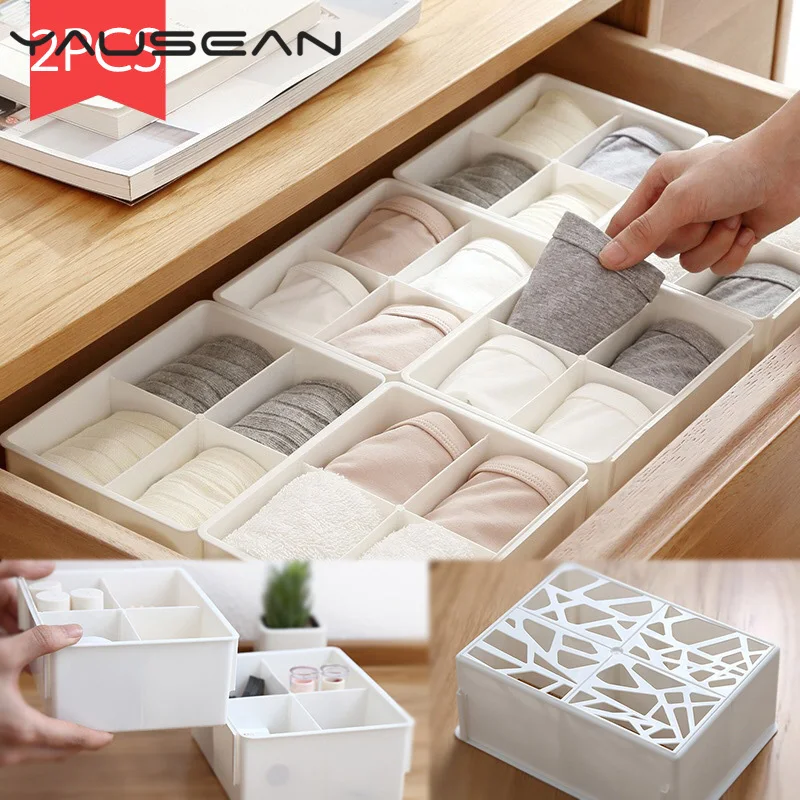2 шт. PP полый сортировочный ящик ящики для хранения нижнего белья Настольный