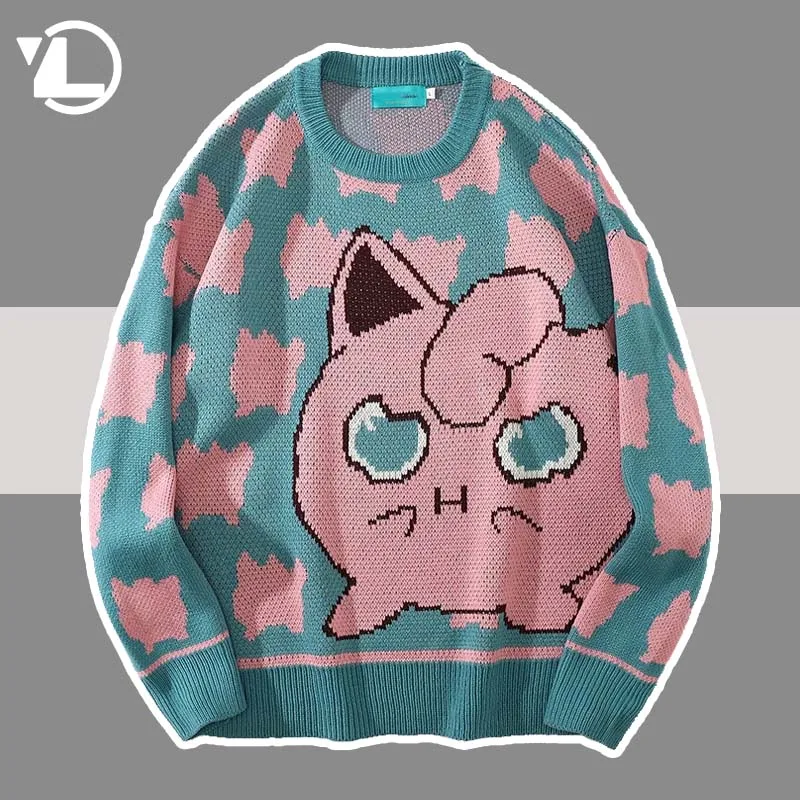 Cartoon Knitted Sweaters Men Women Hip Hop Streetwear Anime Printed Pullover Harajuku Oversized Ugly Sweater Jumper Pull Homme