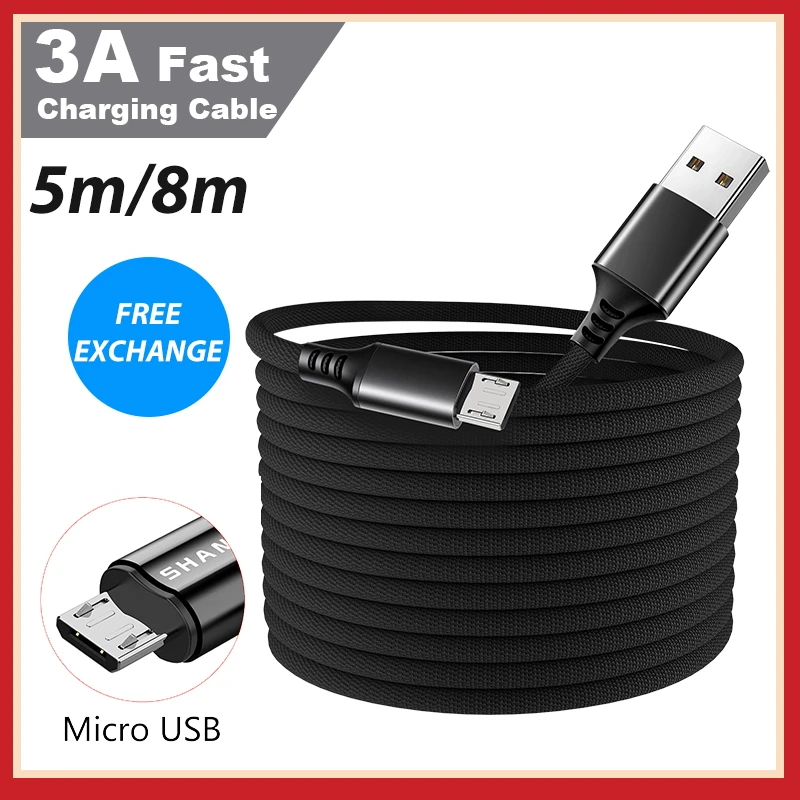 Кабель Micro Usb 3A шнур для быстрой зарядки и передачи данных Samsung Xiaomi Huawei Android