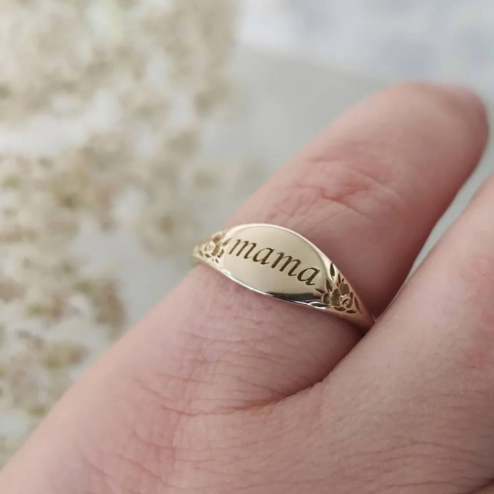 

Golden Mama Rings Size6-10 Vintage Simple Finger Jewerly 2021 New Gifts For Mother Silver Color Ring