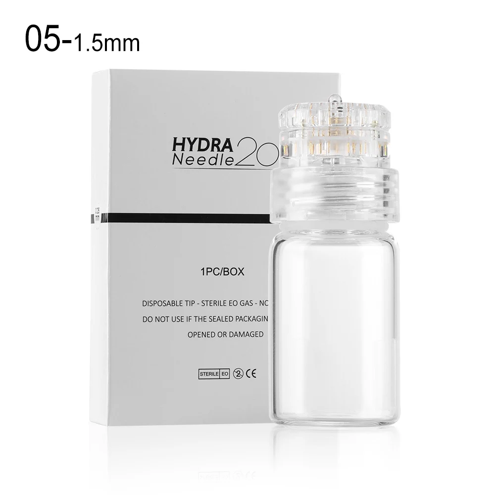 1.5mm Игла Hydra, 20 штифтов, микро игла, титановые наконечники, бутылка, мезо, Дерма, прокатка, антивозрастной титановый наконечник, бутылка без игл, мезотера - Цвет: 1.5mm