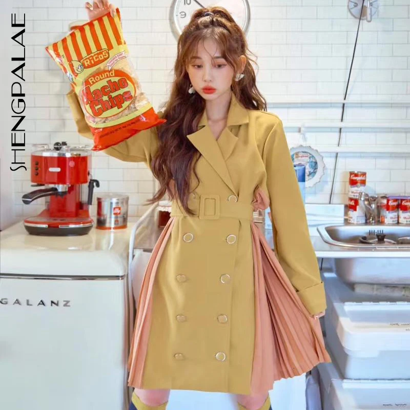 SHENGPALAE новинка 2020 весенний модный костюм с воротником комбинированное двойное