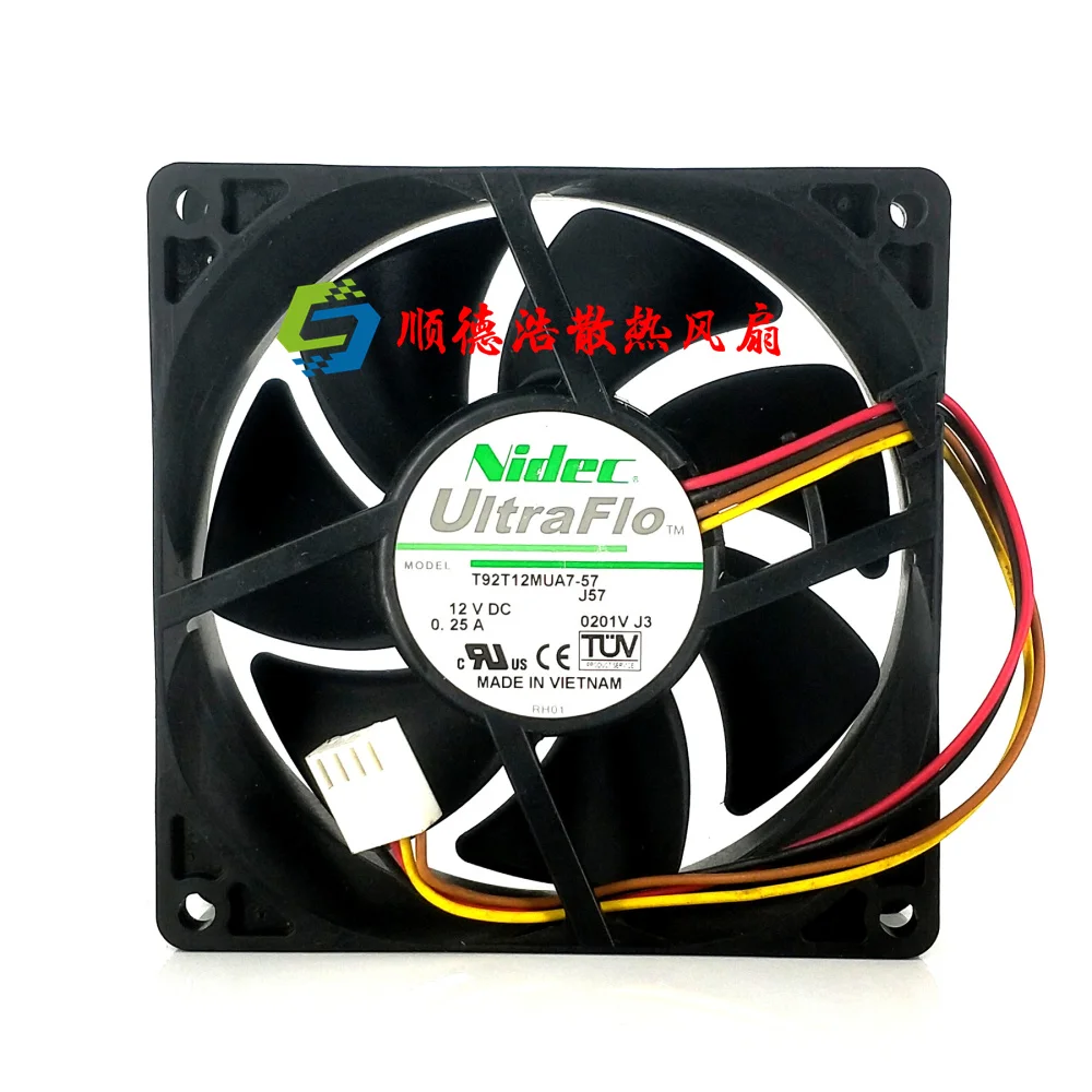 Новый оригинальный вентилятор радиатора CPU 9 см T92T12MUA7-57 9025 12V 0.25A сильный ветер громкости звука 4-провод PWM регулятором скорости вентилятора