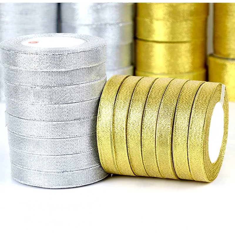 25 ярдов 22 м ручной работы золотые серебряные металлические блестящие ленты для
