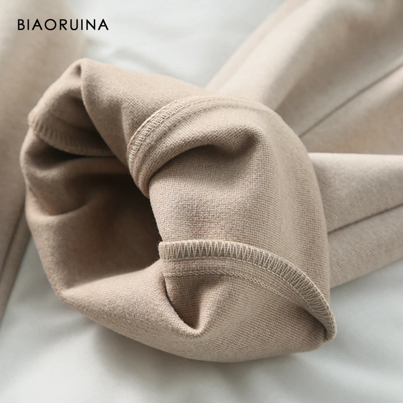 BIAORUINA женские шерстяные повседневные однотонные шаровары длиной до щиколотки