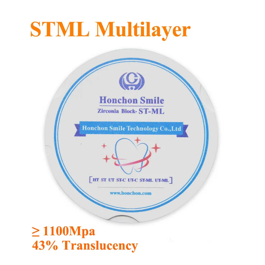 

1 Piece ST-ML 95x25mm Free Shipping 1100Mpa Zirkonzahn Milling STML Multilayer Preshaded Zirconia