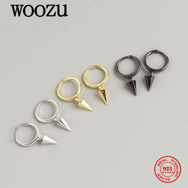 WOOZU реальные 925 стерлингового серебра модное кольцо из чёрного золота шип