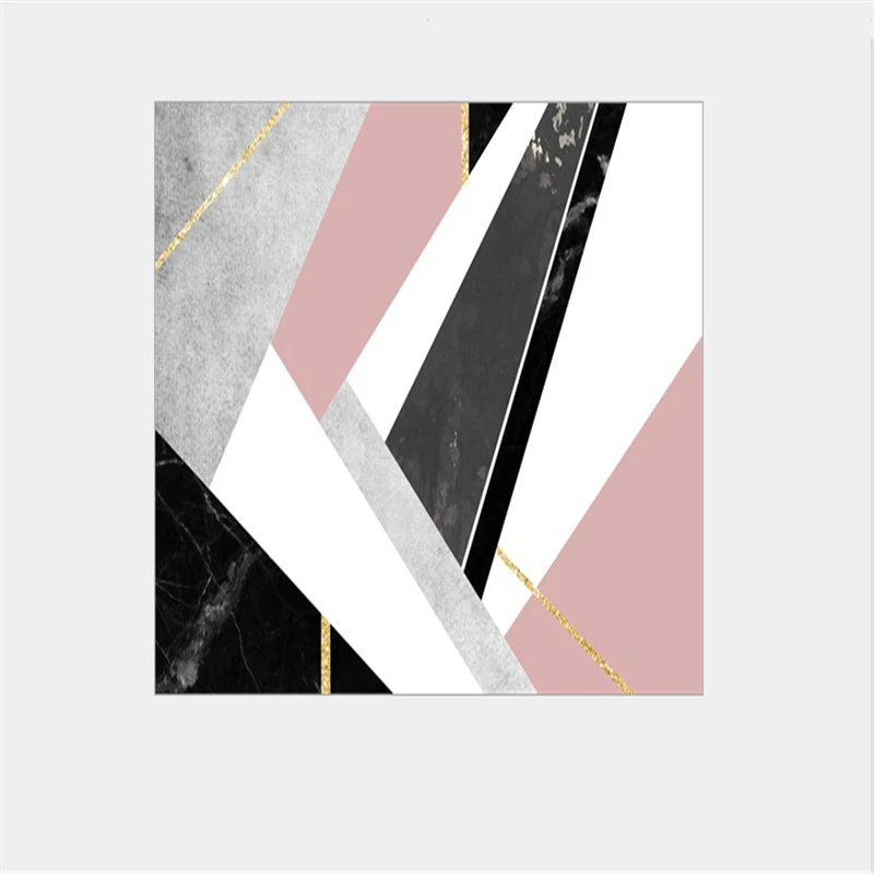 Ковер в скандинавском стиле с геометрическим рисунком розовый черный мраморным