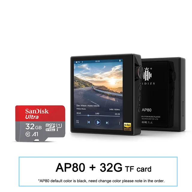 AP80 and 32TF card Hidizs AP80 Hi-Res ES9218P Bluetooth HIFI музыкальный MP3 плеер LDAC USB DAC DSD 64/128 fm-радио HibyLink FALC DAP - Цвет: AP80 and 32TF card