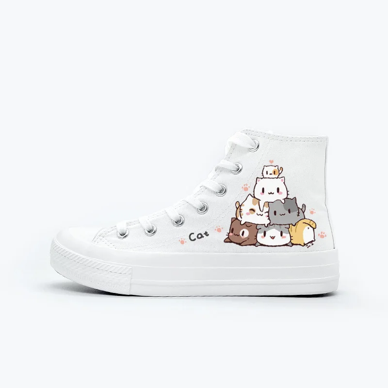 Canvas-1 Skatebarding Shoes High Quality Vulcanized Shoes Causal Soft Shoes Women flat sole shoes chaussure femme White Canvas High Shoes - Цвет: Canvas-1