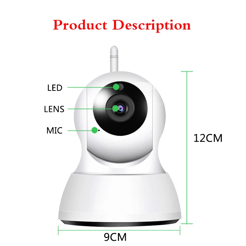 720P Home Security IP Camera Two Way Audio Wireless Mini 1MP Night Vision CCTV WiFi Baby Monitor for YCC365plus | Безопасность и