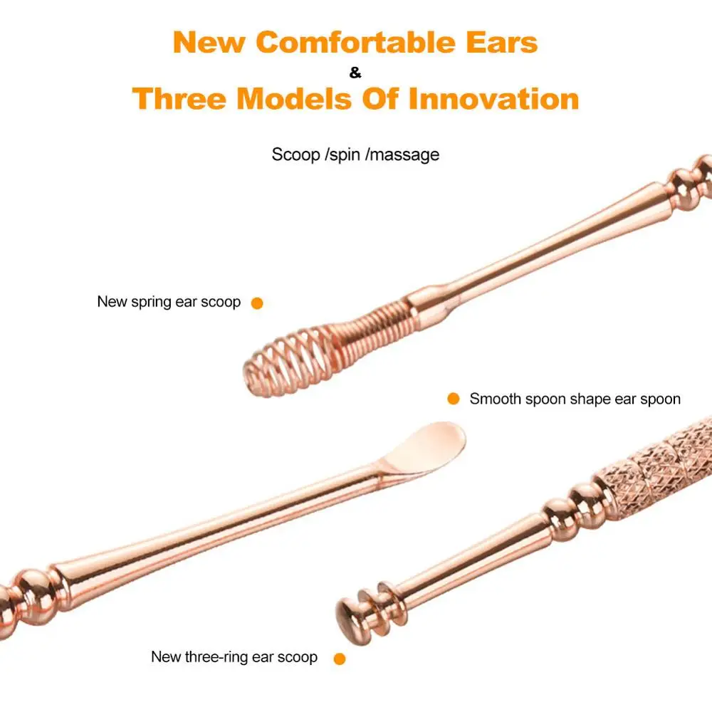 6 шт./компл. Ушная палочка Наборы ватный тампон Нержавеющая сталь уха Палочки