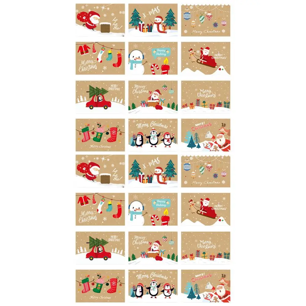 

24PCS Merry Christmas Cards Mini Deer Noel Tree Greeting Cards Xmas Party New Year 2022 Postcard Christmas Gift Cards For Kids